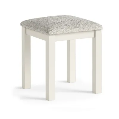 Coconut Wood Square Dressing Table Stool Grey Fabric Seat