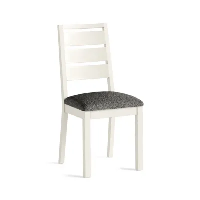Coconut Wood Ladder Back Dining Chair Grey Fabric Seat