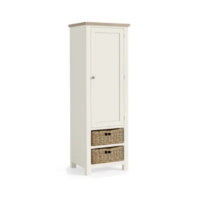 Coconut Wood 1 Door 1 Drawer Tall Larder Unit 2 Baskets