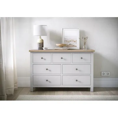 Light Grey Wood 3 Over 4 Chest of Drawers Oak Top