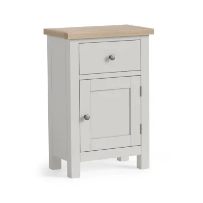Light Grey Wood 1 Door 1 Drawer Telephone Cupboard Oak Top