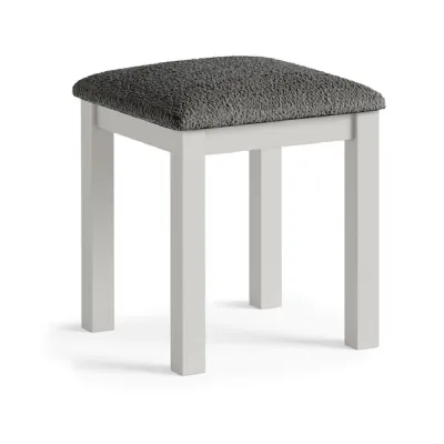 Light Grey Wood Square Dressing Table Stool Fabric Seat