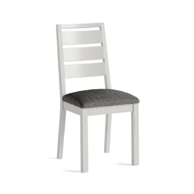 Light Grey Wood Ladder Back Dining Chair Grey Fabric Seat