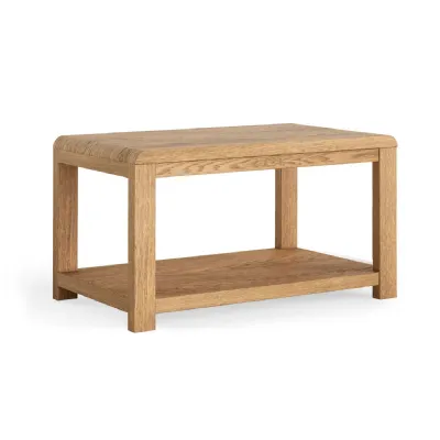 Oak Curved Edge Coffee Table with Shelf