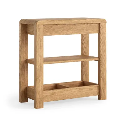 Natural Wood Sofa Side Table with Shelves