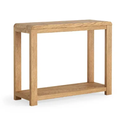Natural Wood Console Table with Shelf