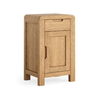 Natural Wood 1 Door 1 Drawer Single Cupboard