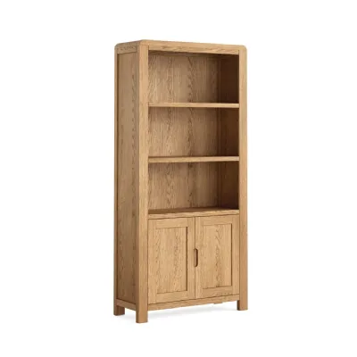 Natural Wood 2 Door Large Display Cabinet Radiused Edge