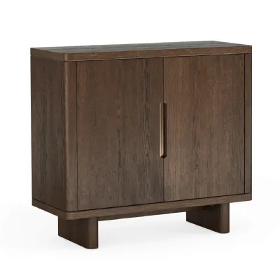 Dark Brown Oak 2 Door Shoe Cabinet Panelled Legs