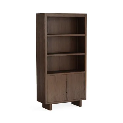 Sandblasted Oak 2 Door Large Open Display Shelving Cabinet