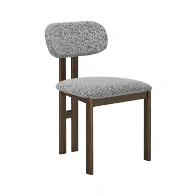 Grey Fabric Dining Chair Dark Oak Framed