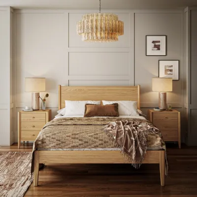 Oak 5ft King Size Bed Panelled Headboard and Footboard