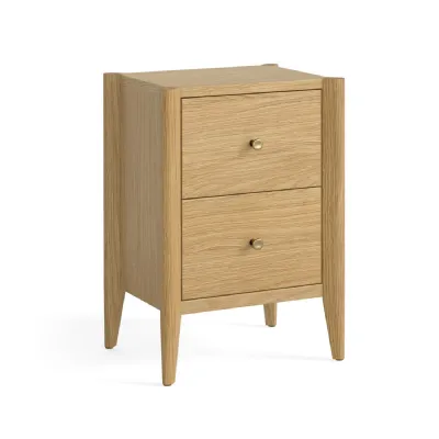 Oak 2 Drawer Small Bedside Table