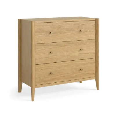 Oak Chest of 3 Drawers Tapered Legs