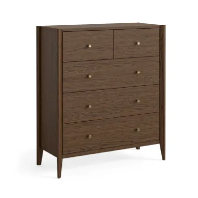 Dark Brown Oak 2 Over 3 Chest of Drawers