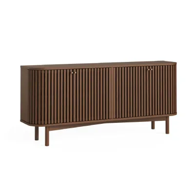 Brown Wood 2 Door Large Sideboard Slatted Design