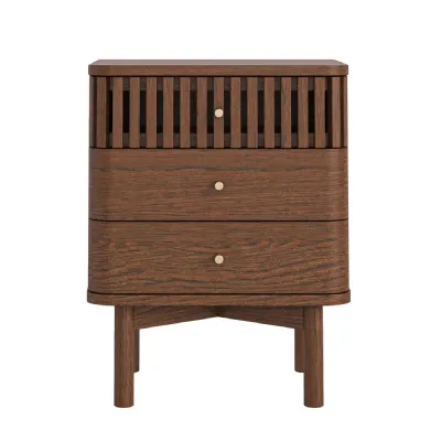 BEDSIDE 3 DRAWER BROWN