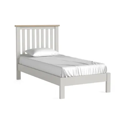Light Grey Wood 3ft Slatted Low Foot End Bed