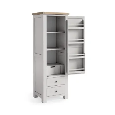 Light Grey Wood 1 Door 3 Drawer Single Ladder Unit Oak Top