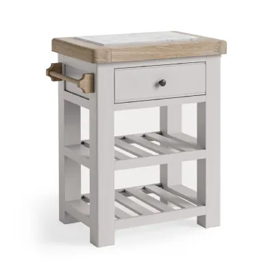 Grey Wood 1 Drawer Small Kitchen Island Oak Top with Shelf