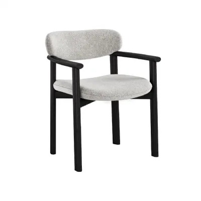 Light Grey Fabric Dining Chair Black Framed