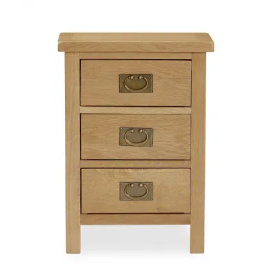 Warm Oak 3 Drawer Bedside Table