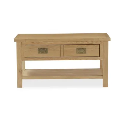 Light Oak 2 Drawer Coffee Table with Shelf