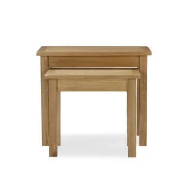 Waxed Oak Nest of 2 Side Tables