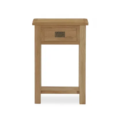 Waxed Oak 1 Drawer Telephone Table with Lower Shelf