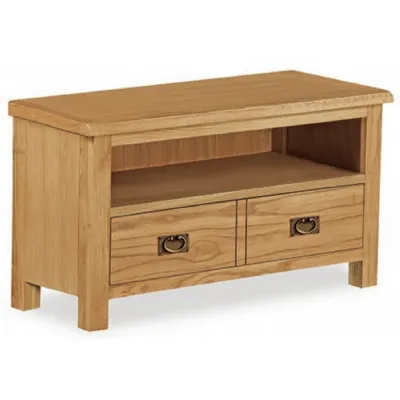 Oak 2 Drawer Small TV Media Entertainment Unit