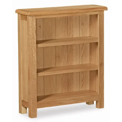 Waxed Oak 3 Tier Low Open Bookcase