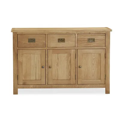 Waxed Oak 3 Door 3 Drawer Large Sideboard