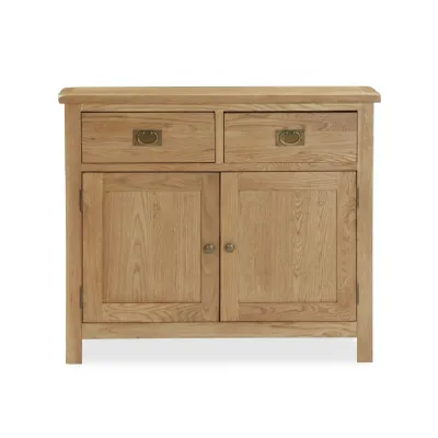 Oak 2 Door 2 Drawer Compact Small Sideboard