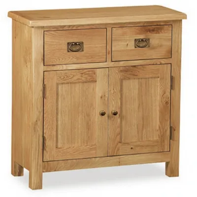 Oak 2 Door 2 Drawer Mini Sideboard Curved Edges