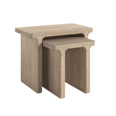 White Wash Oak Nest of 2 Side Tables Scandinavian Style