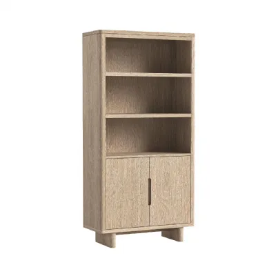 Sandblasted Oak 2 Door Open Display Cabinet