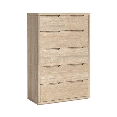 Natural Oak 2 Over 4 Chest of Drawers Cut Out Handles