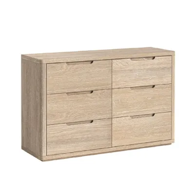 Light Oak Chest of 6 Drawers Scandinavian Design