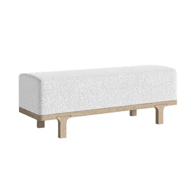 White Wash Oak Hallway Bench Upholstered Top