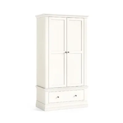 Coconut Milk Wood 2 Door 1 Drawer Double Gents Wardrobe