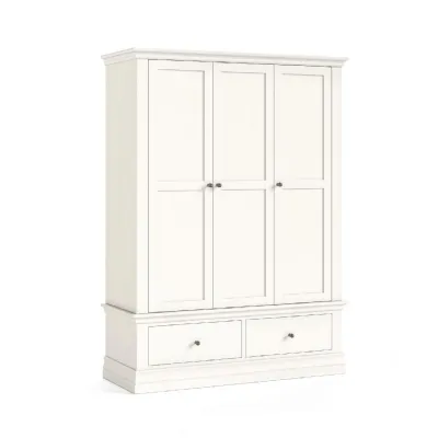 Coconut Milk Wood 3 Door 2 Drawer Triple Large Wardrobe