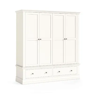 Coconut Milk Wood 4 Door 2 Drawer Extra Large Wardrobe