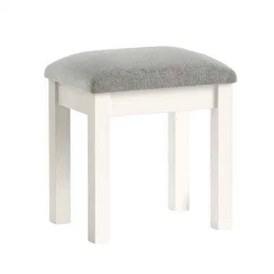 Coconut Milk Wood Stool Grey Fabric Seat