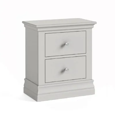Light Grey Wood 2 Drawer Small Bedside Table