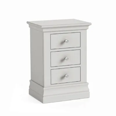 Light Grey Wood 3 Drawer Bedside Table