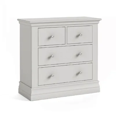 Light Grey Wood Small 2 Over 2 Chest of Drawers