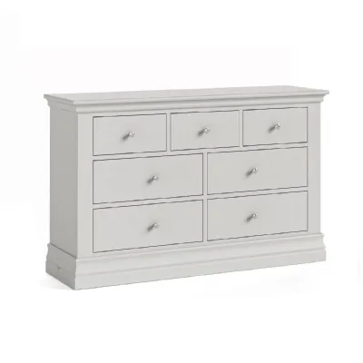 Light Grey Wood 3 Over 4 Wide Chest of Drawers