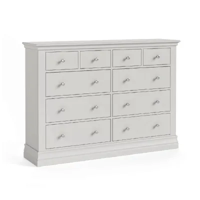 Light Grey Wood 4 Over 6 Large Chest of Drawers