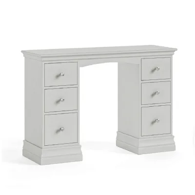 Light Grey Wood 6 Drawer Double Pedestal Dressing Table