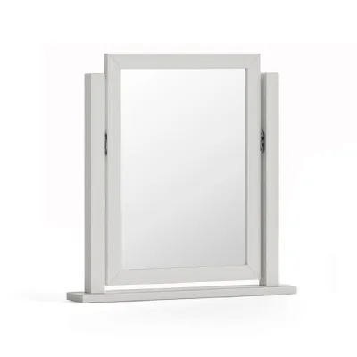 Light Grey Wood Vanity Mirror with Adjustable Tilt